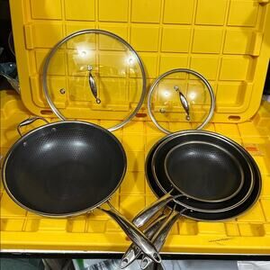 HEXCLAD 6-Piece Nonstick Stainless Steel Frying Pan Set 8", 10" 12" and Wok $600